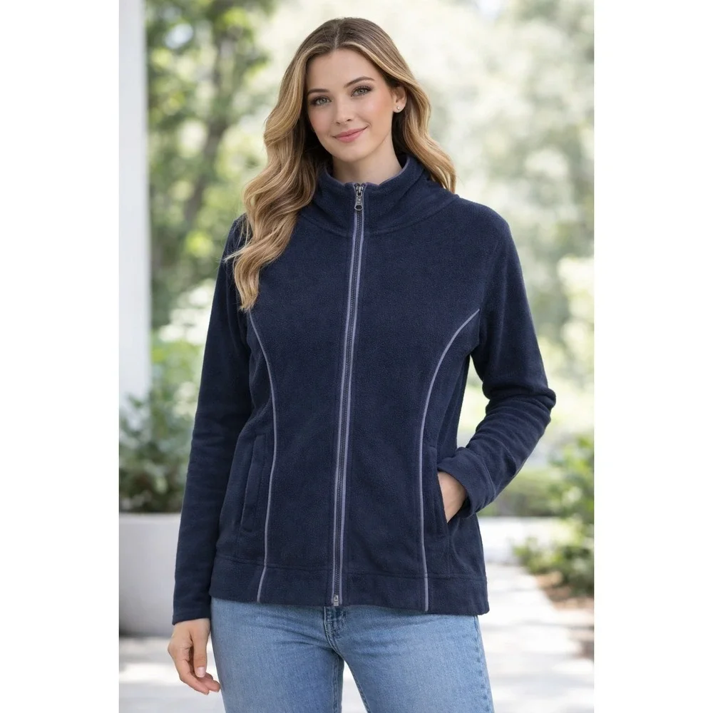 Columbia Black Full Zip Hooded Fleece‎ Jacket Women's MEDIUM - Picture 7 of 7